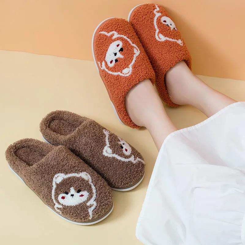 Autumn and Winter Pure Cotton Slippers Indoor Non-slip Soft-soled Shoes Warm Plaid Simple Plush Cotton Shoes