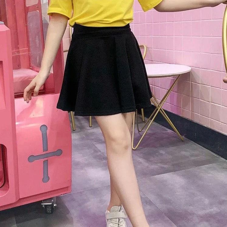 Autumn Spring Girls Summer Skirt Korean Style Pleated Skirt Safety Pants Anti-glare Solid Color Short Skirt