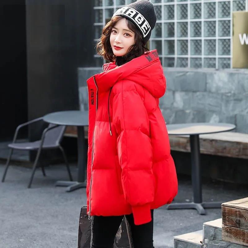 Cotton-padded Jacket Female 2021 Students Korean Version of The Bread Jacket Short Padded Jacket Loose Thick Hooded Padded Jacket