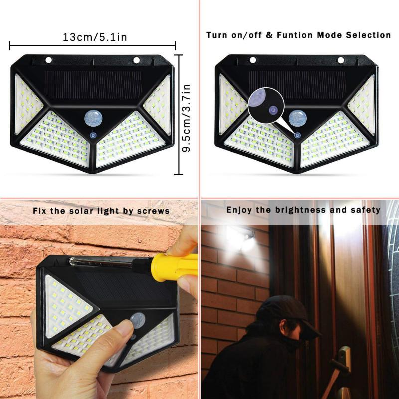 114 LED Solar Light Outdoor Solar Lamp PIR Motion Sensor Wall Light Waterproof Solar Garden light