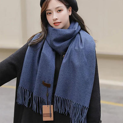 Scarf Women's Winter Warmth Solid Color Thick High-end Autumn Shawl Dual-use Versatile Neck and Collar