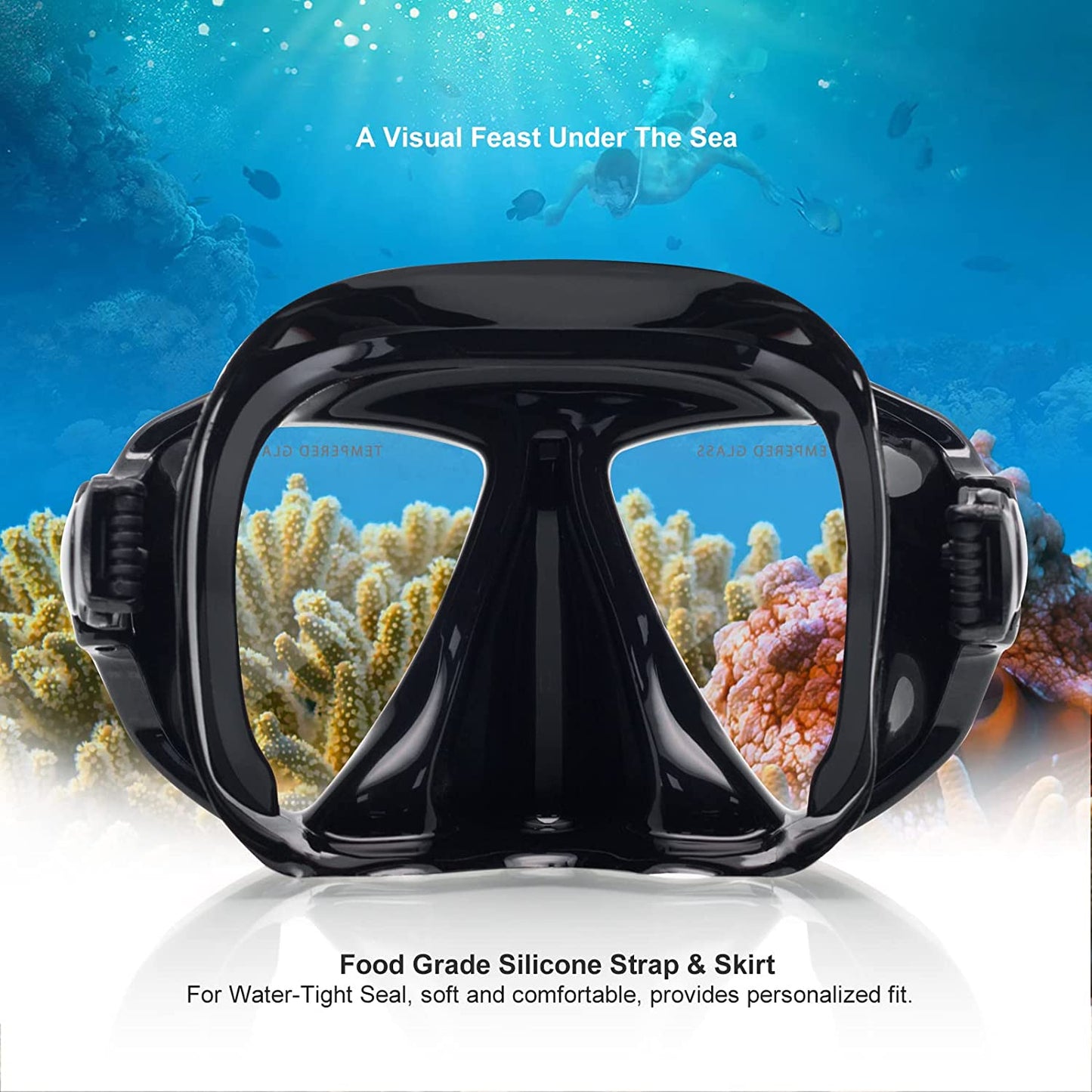 Adult Snorkel Kit, Panoramic Anti-fog Diving Mask and Dry Snorkel Professional Teen Snorkeling Mask Gear for Snorkeling Swimming Diving