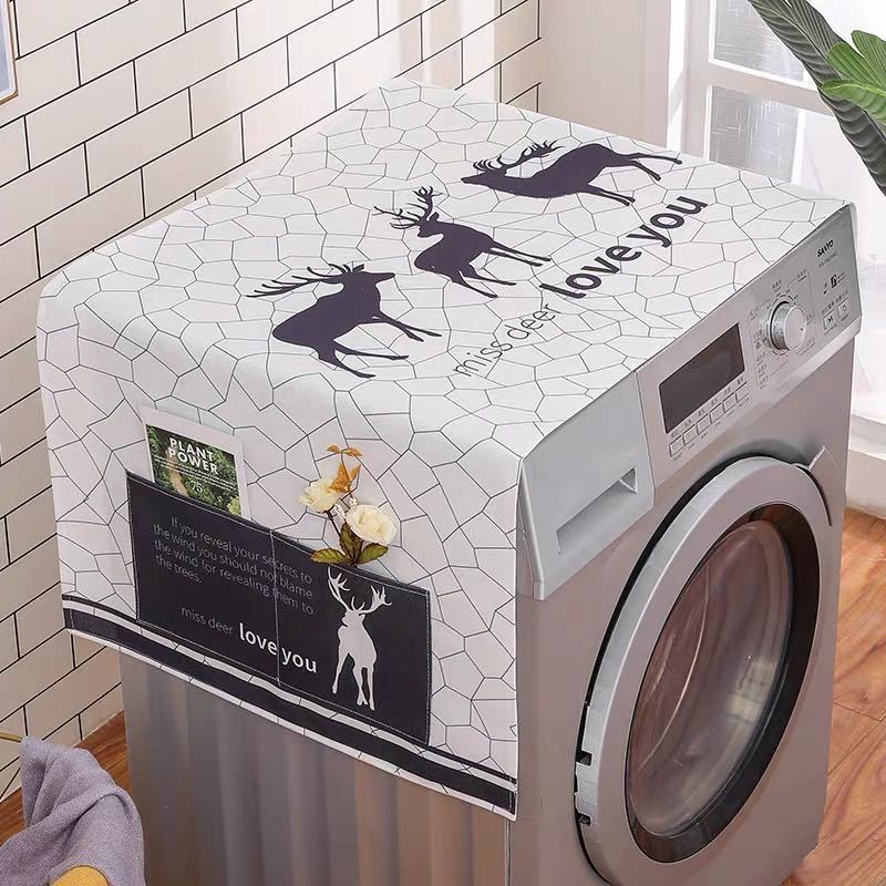 Refrigerator Cover Cloth Towel Nordic Style Linen Waterproof Tablecloth Washing Machine Cover Cover Towel Microwave Oven Cover Cloth