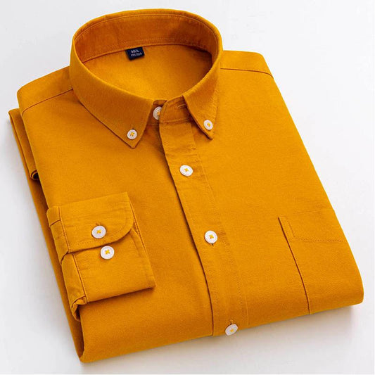 Cotton T-shirts Solid Male Shirt Stretch Cardigan Long Sleeve Top Button Down Shirts Casual Men Clothing