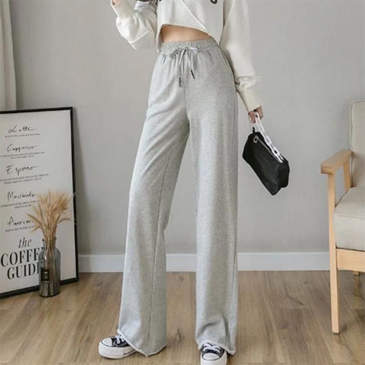 Drape Wide-leg Pants Women's Spring High Waist Loose Straight Solid Color Sports Pants Student Sports Casual Sweatpants