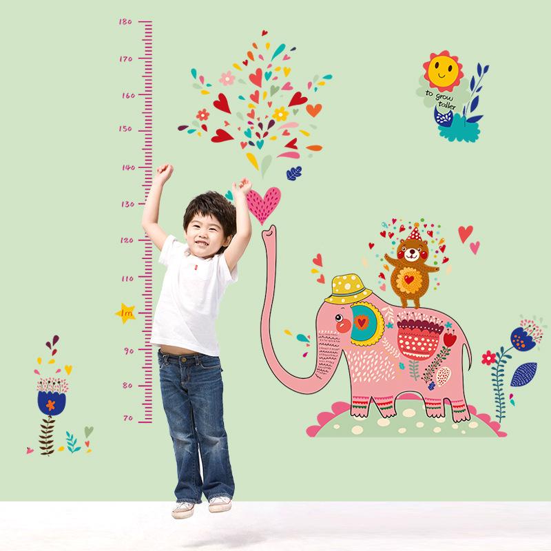 Elephant water spray height stickers Children's room kindergarten cartoon decorative wall stickers