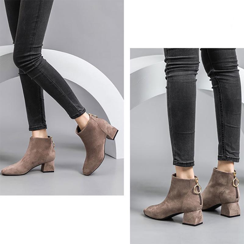 Autumn Mid-tube Women's Boots Korean Style Trendy Shoes for Students Autumn Cotton Shoes