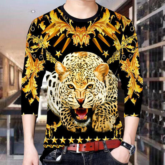 Casual T-shirt men's loose large size long-sleeved T-shirt men's long-sleeved T-shirt 3D printing