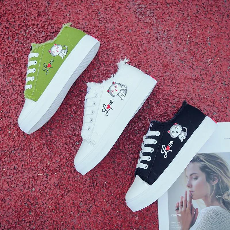 Women's Spring and Summer Canvas Shoes, Female Students' Casual Shoes, Flat Bottom Shoes, Breathable White Shoes