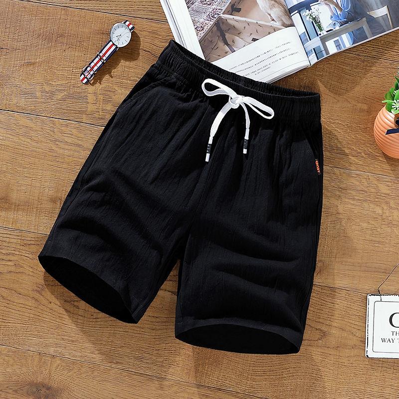 Men's Shorts Summer Cotton and Linen 5 Points Pants Trend Loose Casual Plus Fat Plus Size Pants Beach Pants