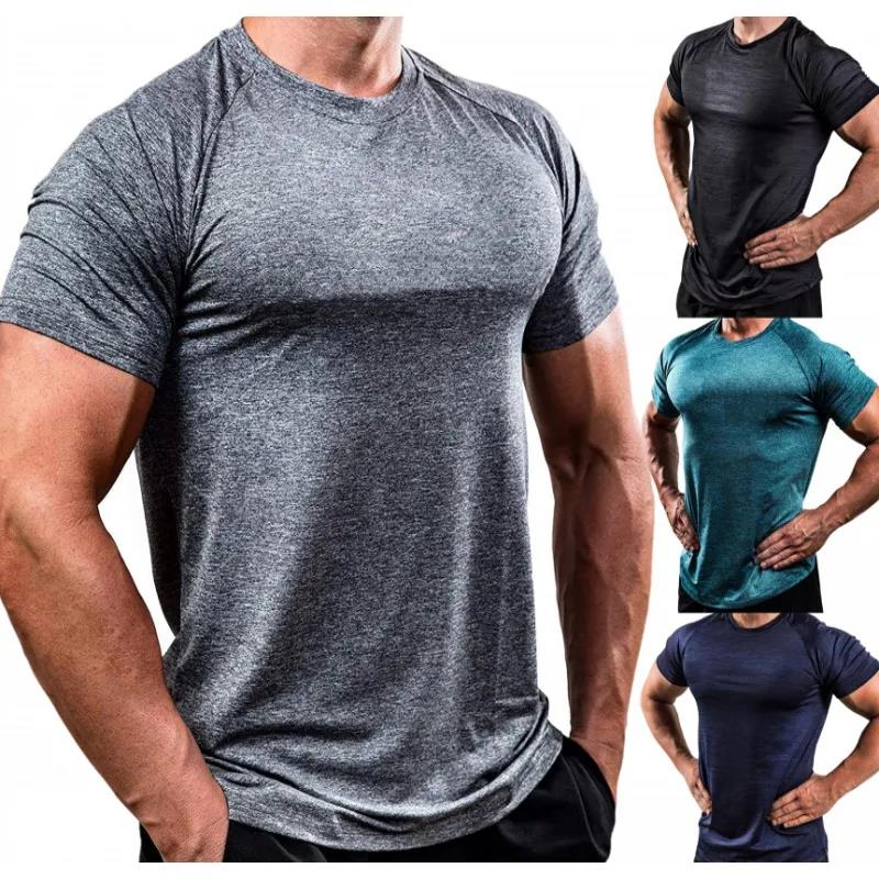 Fitness Clothes Men's Quick-drying Breathable Sports Running Training High Stretch Tights Short-sleeved Sports Coach Clothes 8 Colors Available