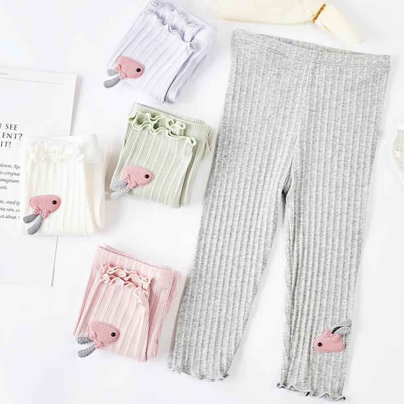 Children's Pants Summer Girls Leggings Spring and Autumn Thin Bow Cartoon Solid Color Rabbit Capris for Girls