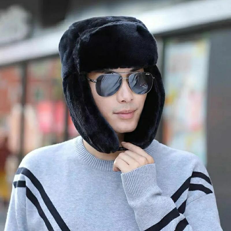 Women's Hat Winter Korean Version Plus Velvet Cold Proof Hat Winter Cycling Ear Protection Thick Windproof Warm Cute Hat Solid Long Ear Cap Fedoras