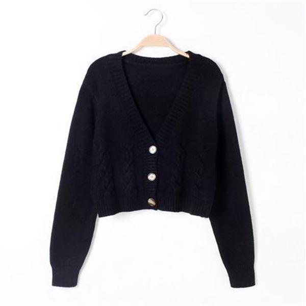 Single-breasted Knitted Cardigan Ultra Short High Waist Slimming Sweater Female Twist Fashion Jacket