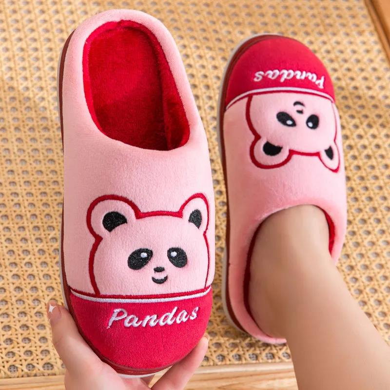 Winter Cute Cartoon Cotton Slippers Couple's Non-slip Soft Thick-soled Warm Shoes Home Slippers