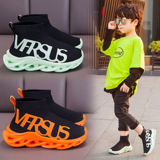 Autumn Children's Sports Shoes Boys Fashion Mesh Breathable Sports Shoes Students Running Girls Shoes Non-slip Coconut Shoes