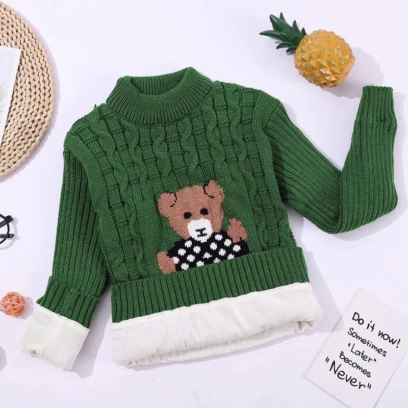 Children's Sweater Autumn and Winter Children's Clothing Plus Velvet Warm Knit Sweater Boys and Girls Sweater Pullover Bottoming Shirt