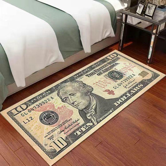 US Dollar Bedroom Personality Creative Dollar Gold Carpet Long Square Bay Window Balcony American Bedside Blanket Entry Tide Brand Carpet