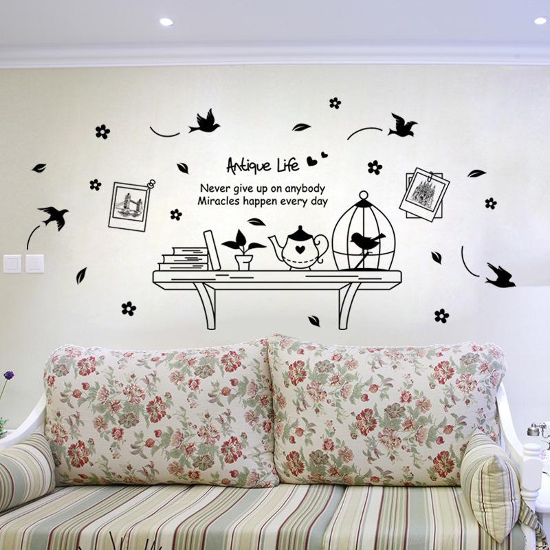 Retro European hanging table bedroom living room background decoration self-adhesive wall sticker