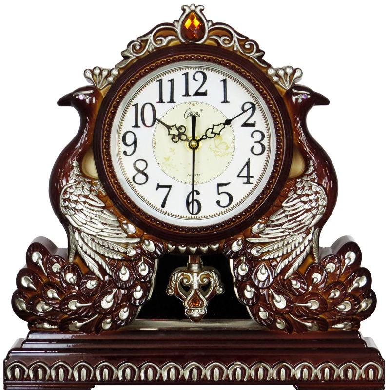 Swing Table Clock Wall Clock for Two Living Room Large Desk Clock European Style Retro Creative Silent Quartz Clock Pendulum