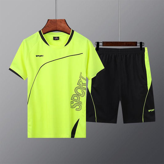 Sports Suit Men's Summer Loose Two-piece Short-sleeved Shorts Round Neck Running Suit Thin Basketball Fitness Clothing Training Suit