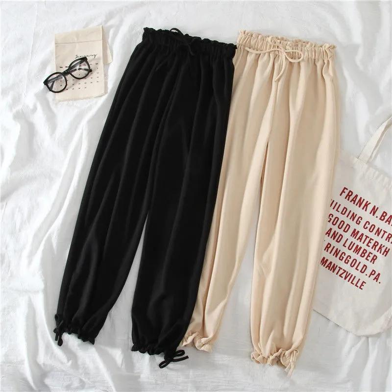 Women's Casual Loose Corset Pants Student Trousers Corset Waist Thin Summer Thin Section Harajuku Style Ins Large Size Pants Wide Leg Pants