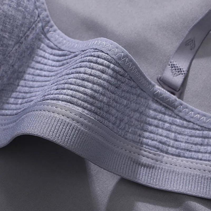 Korean Version of Pure Cotton Skin-friendly Breathable Sweat-absorbing Thread Thin No Steel Ring Small Chest Gathered Women's Underwear Bra