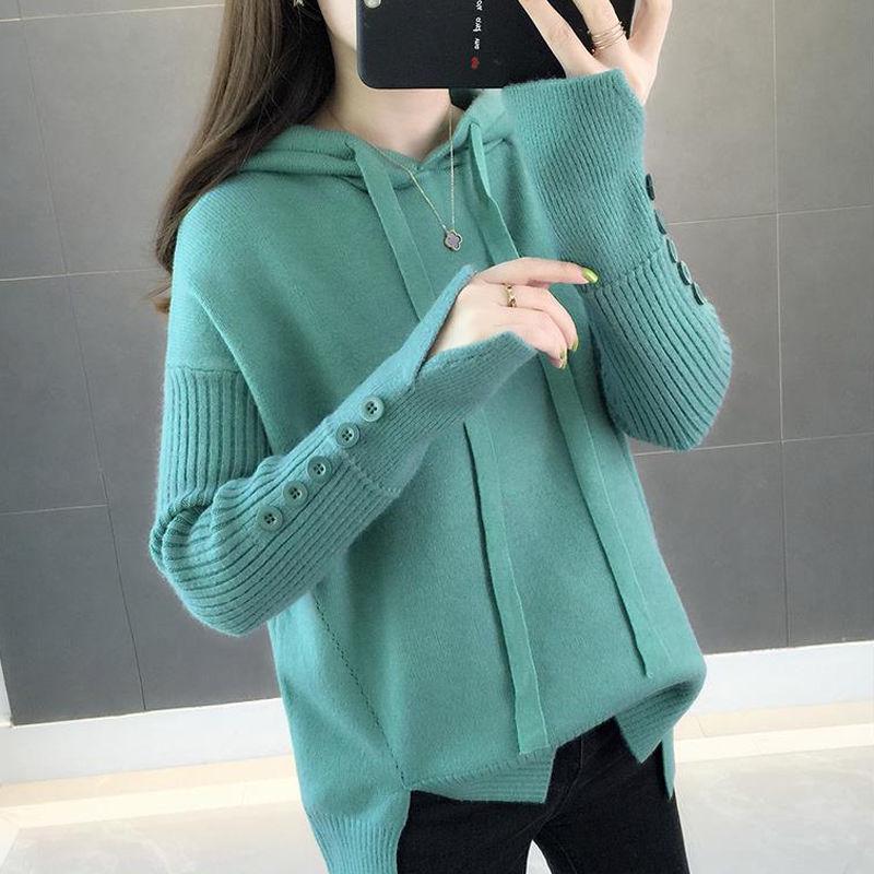 Outer Wear and Inner Hooded Sweater Fall and Winter Student Fashion Trend Loose Sweater Pullover Women Sweater