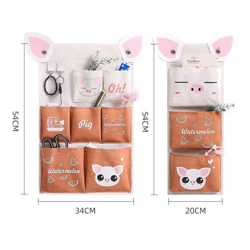 3/7 Pockets Wall Hanging Storage Bag Cute Hanging Bag Wall-mounted Door Rear Wall Shelf Wall Hanging Bag Small Cloth Bag Sundries Storage Bag