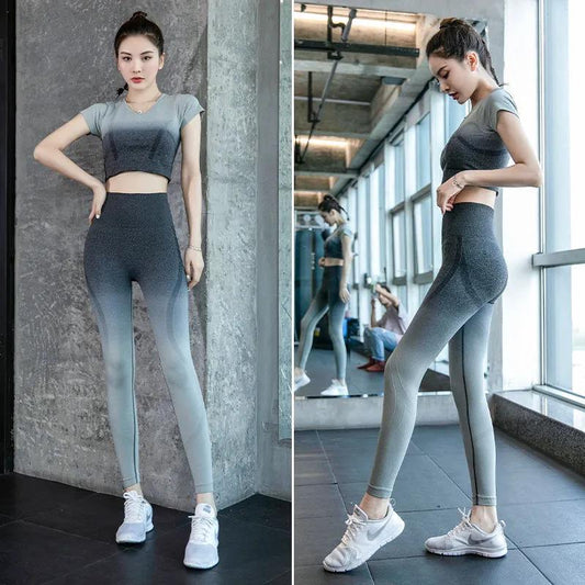 Premium Yoga Suits Sportswear Women's Suits Fitness Seamless Sports Suits Workout Clothes Long Sleeves Sports Fitness Wear