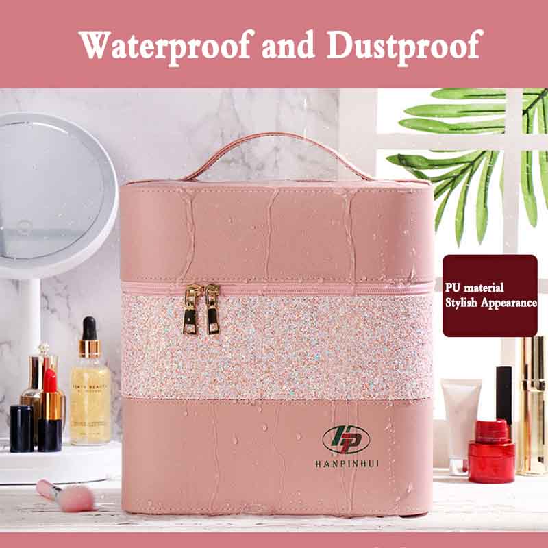 Cosmetic Bag Large-capacity Three-layer Color Matching Multi-functional Portable Cosmetic Storage Box