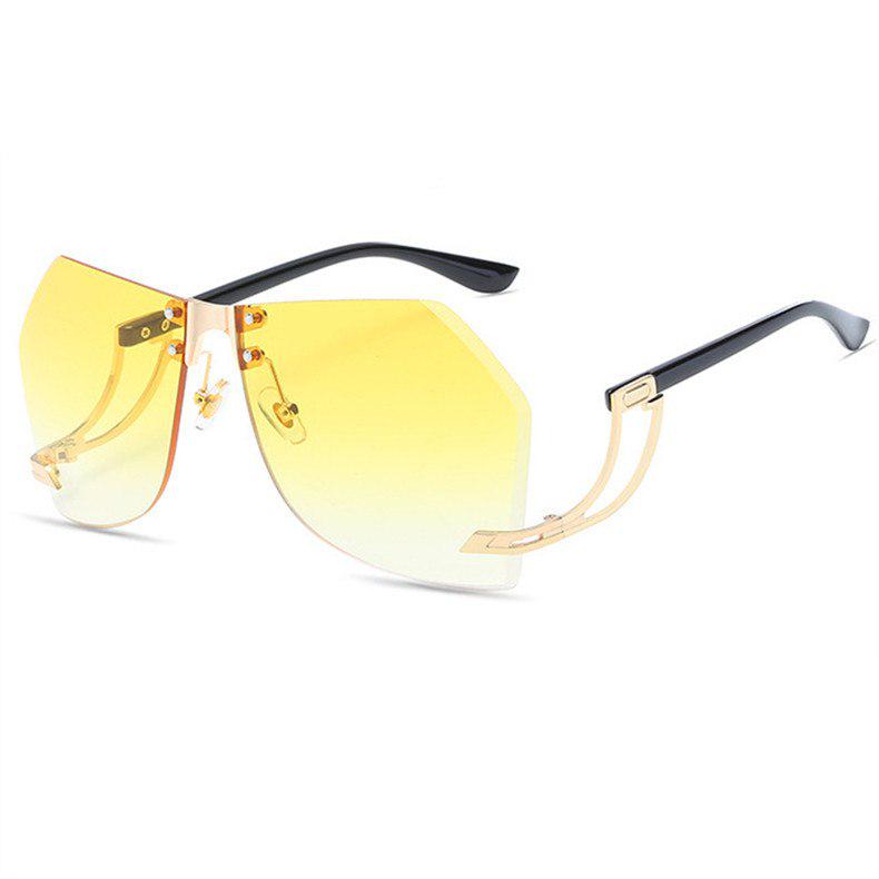 Oversized Rimless Sunglasses Women Vintage Brand Designer Metal Frame Yellow Sun Glasses for Men Cla