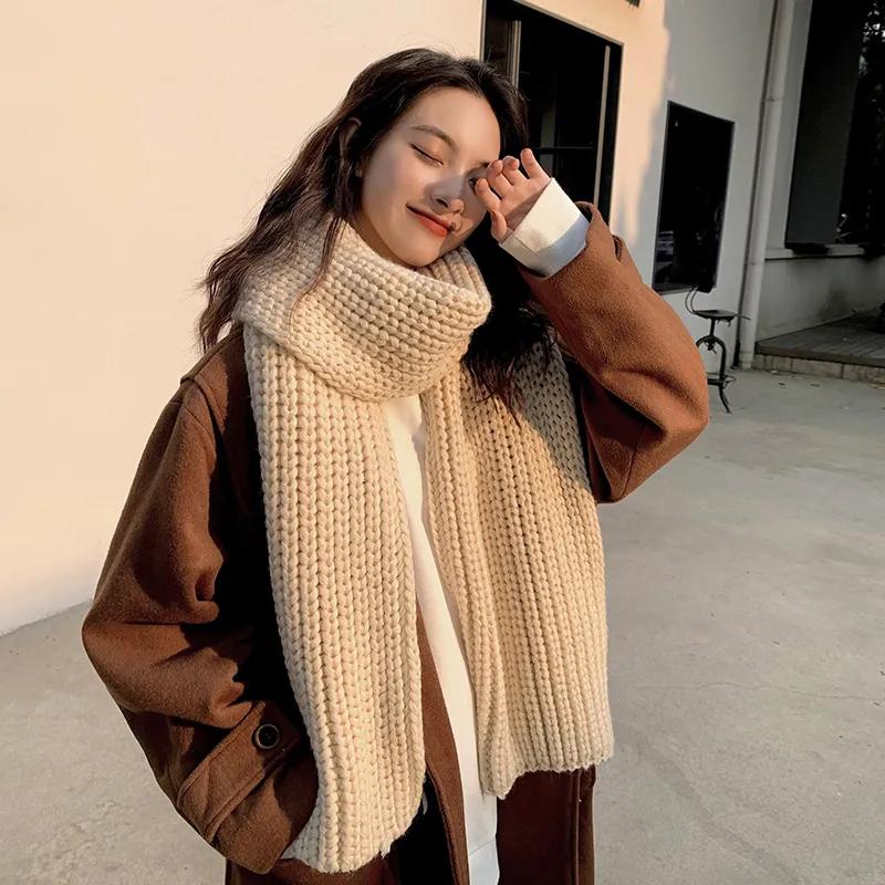 Scarves Women Knit Scarf Women Winter Warm Wraps Elegant Fashion Lady Knitted Shawls 2021 New Female Shawls