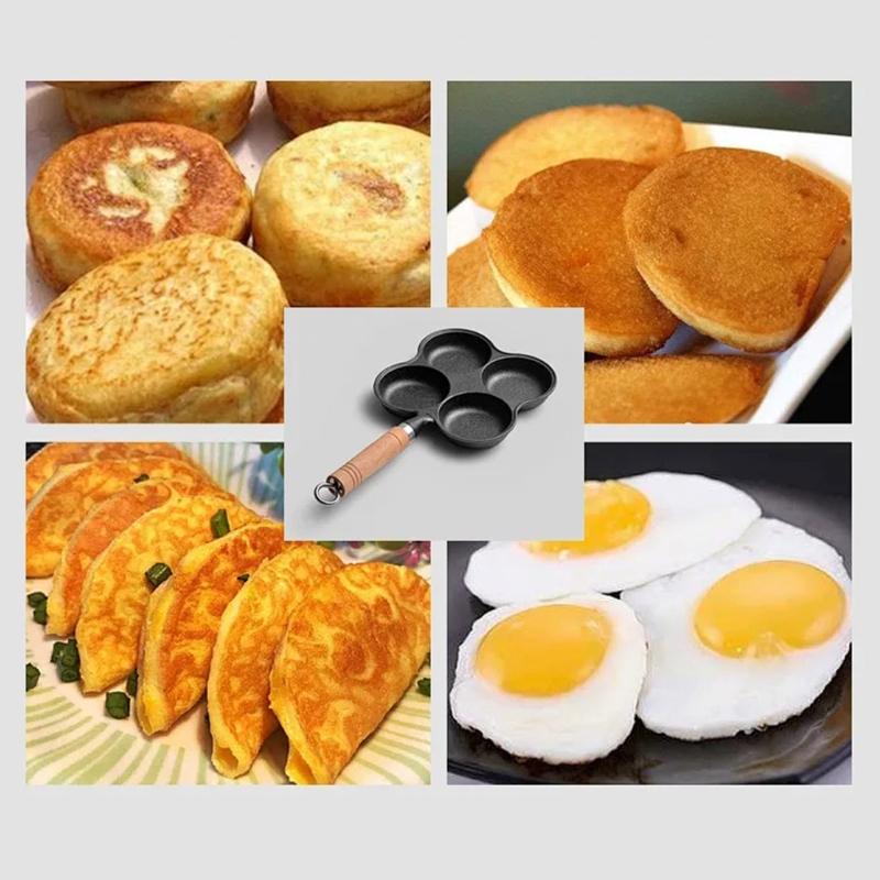 4/6 Holes Omelet Pan for Burger Eggs Ham PanCake Maker Frying Pans Non-stick No Oil Smoke Breakfast Cooking Pot