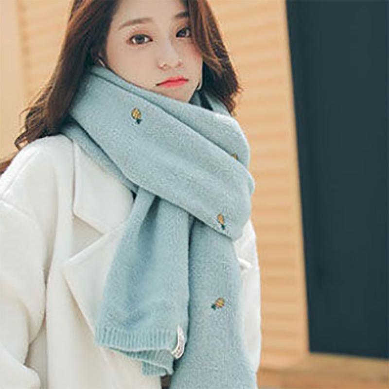 Pineapple Wool Scarf Women Winter Thick Korean Long Cashmere Double-sided Versatile Bib