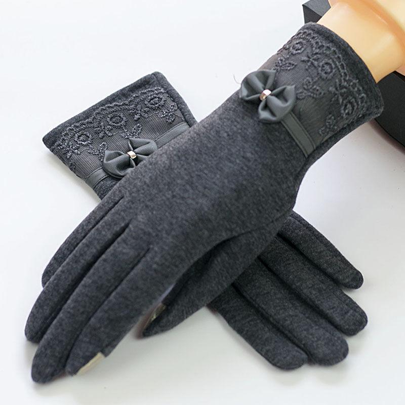 Winter Women's Warm Gloves Cute Student Cotton Plus Velvet Padded Cycling Cold-proof Touch Screen Gloves