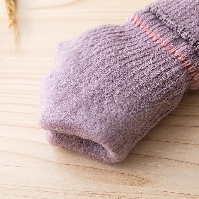 Women's Autumn Winter Imitation Cashmere Knitted Gloves Touch Screen Warm Cold Proof Korean Style Simple Mittens Solid Knitting Gloves Full Fingers