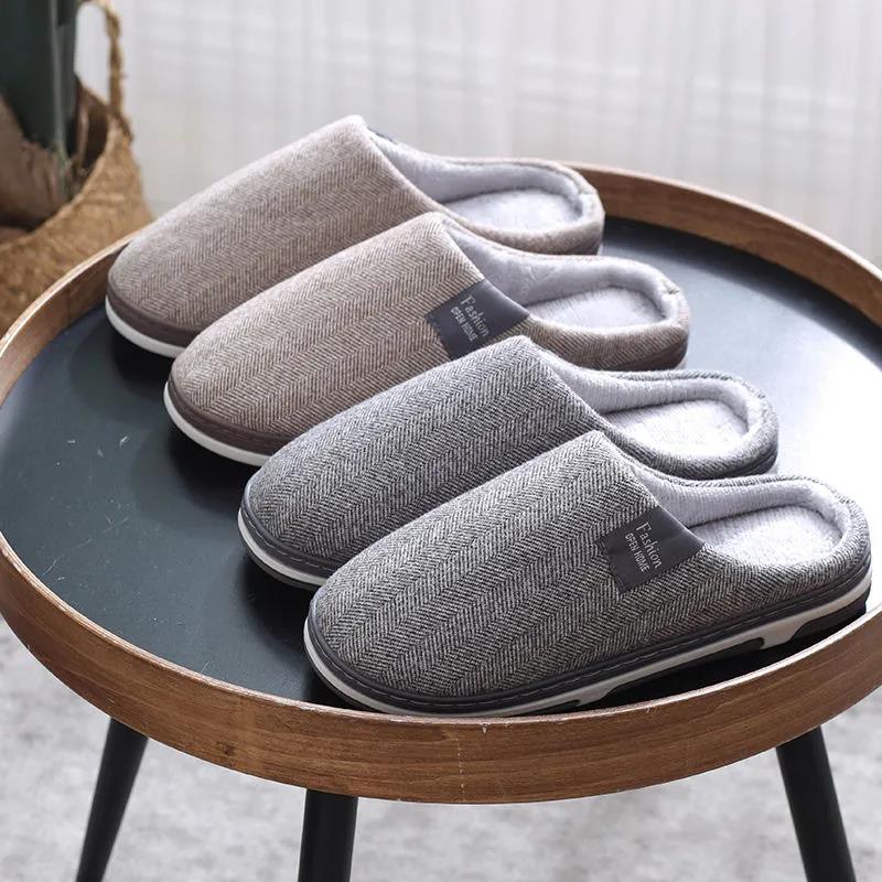 Winter Cotton Slippers Home Non-slip and Deodorant Warm Shoes Couple Style Plus Velvet Cotton Slippers