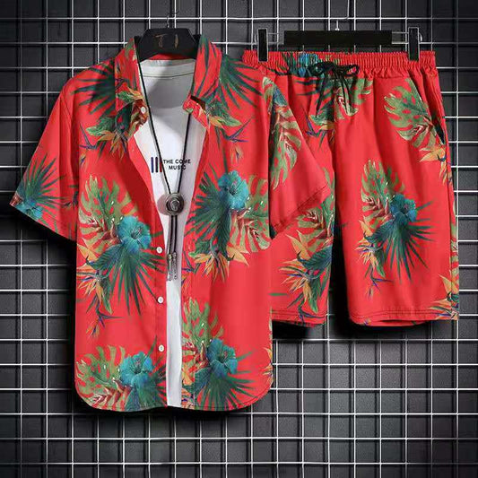 Summer Beach Suit Men's Loose Casual Sports Quick-drying Beach Pants Shirt Couple Suit