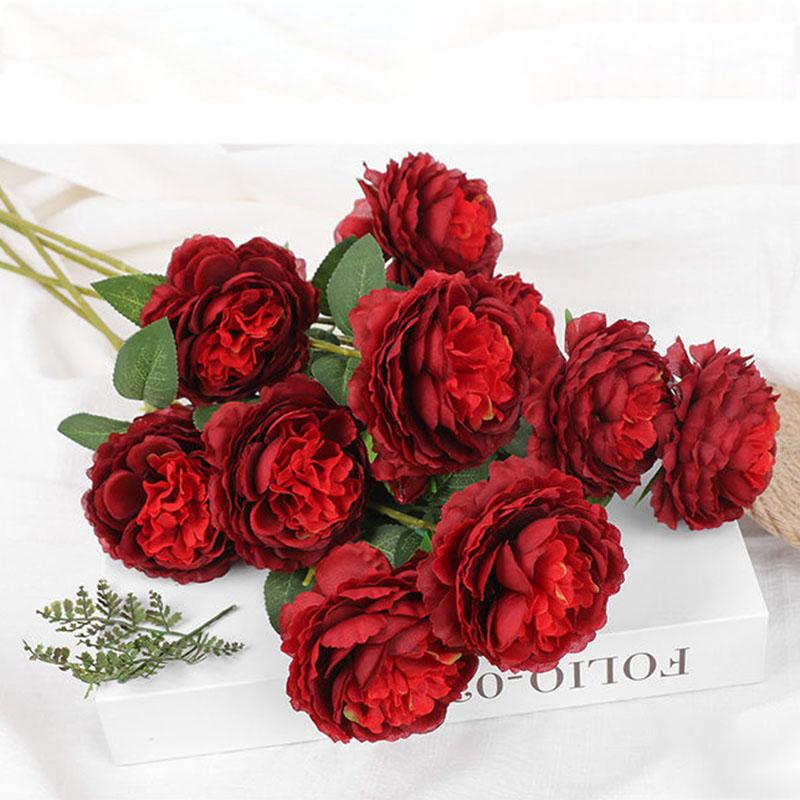 Nordic Simulation Peony Flower Bouquet Home Living Room Floor Decoration Dried Flowers Fake Flowers Silk Flower Ornaments