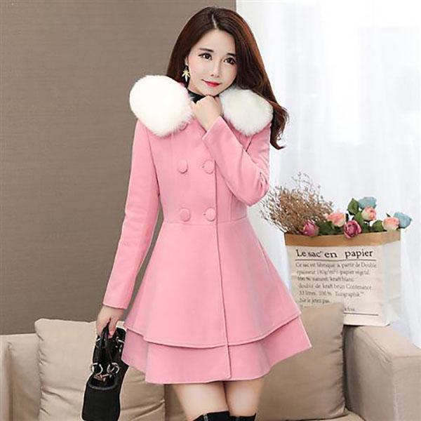 Fashionable Women's Skirt Hem Woolen Coat Waist Mid-length Slim and Thin Small Fragrant Wind Woolen Coat