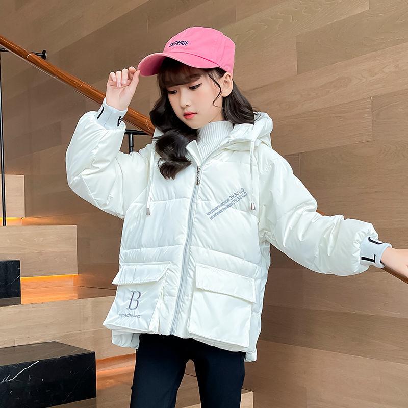 Girls' Winter Padded Down Jacket Bright Leather Disposable Light Cotton Clothing Short Thermal Padded Jacket