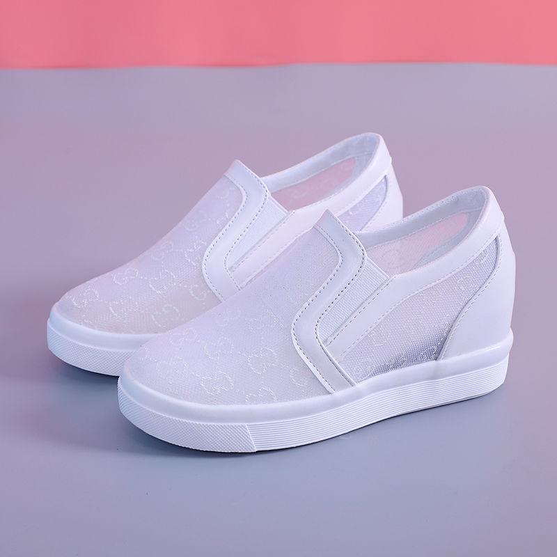 Women's Wedge Sneakers Casual Increased Hollow Breathable Mesh  Sequins Sneakers Women's Platform  Shoes