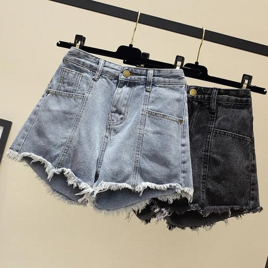 WTEMPO Women Loose High Waist Denim Shorts Spring and Summer Wide Leg A-line Thin Casual Shorts