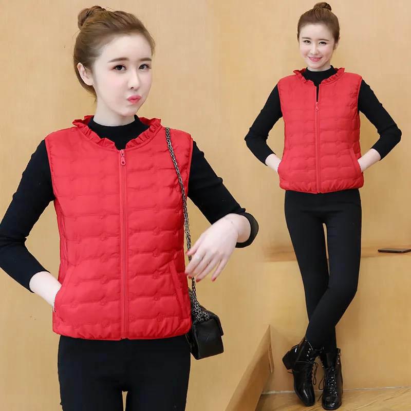 Women's Down Cotton Waistcoat Short Lightweight Thin Autumn and Winter Waistcoat Waistcoat Jacket