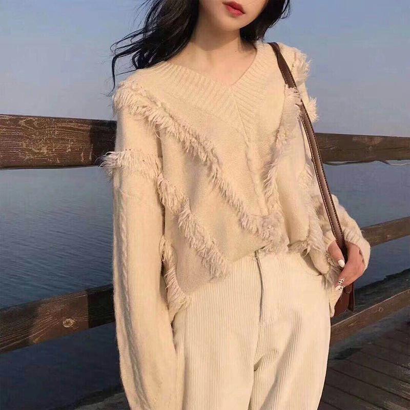 Casual Tassel Women Knitted Sweater and Pullovers Full Sleeve Ladies Fashion Sweaters Female Jumpers