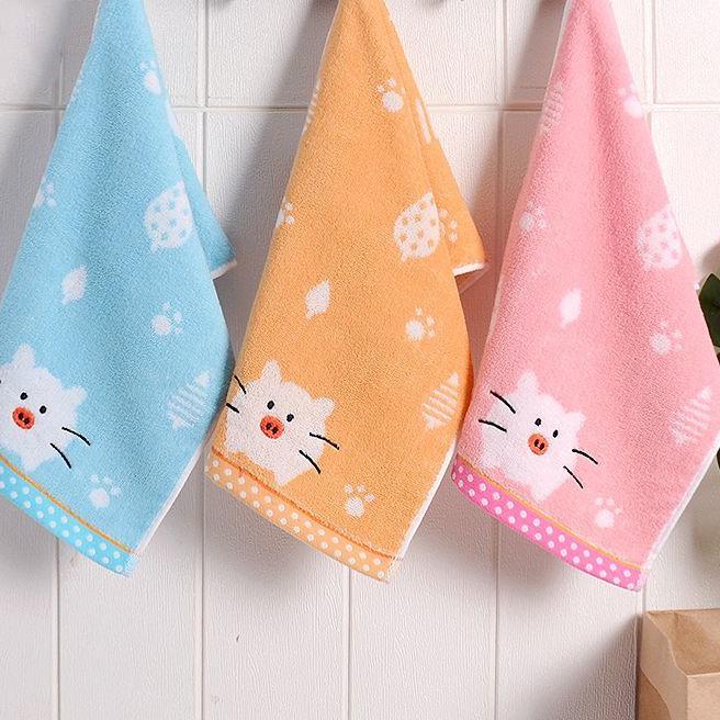 3pcs Cartoon Pattern Small Towels Cotton Children Wash Face Towels Household Soft Water Absorbing Children's Towels