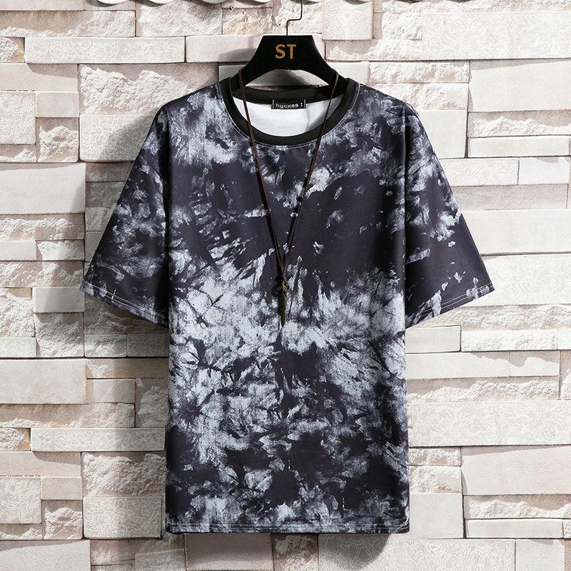 Ice Silk Summer Trend Short-sleeved Loose Men's Short-sleeved T-shirt Male Round Neck Young Students