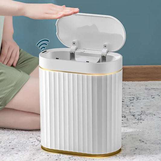 Narrow Flat Gap Smart Sensor Trash Can Automatic Electric Covered Bathroom Household Toilet Living Room Wastebasket