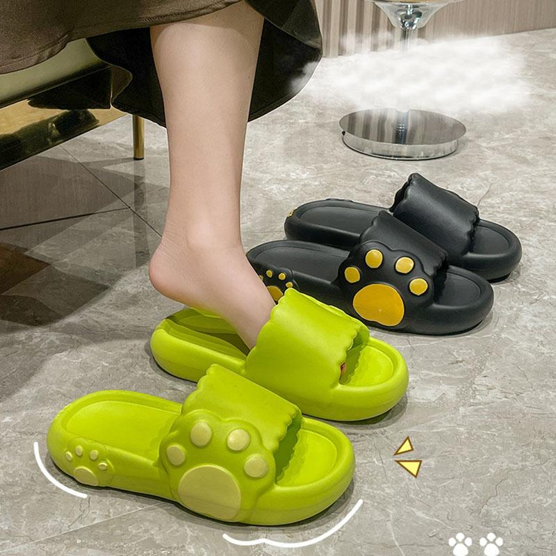 Cloud Bear Paw Soft Sandals and Slippers Women Cute Summer Home Non-slip Indoor Couple Thick-soled Shoes Men